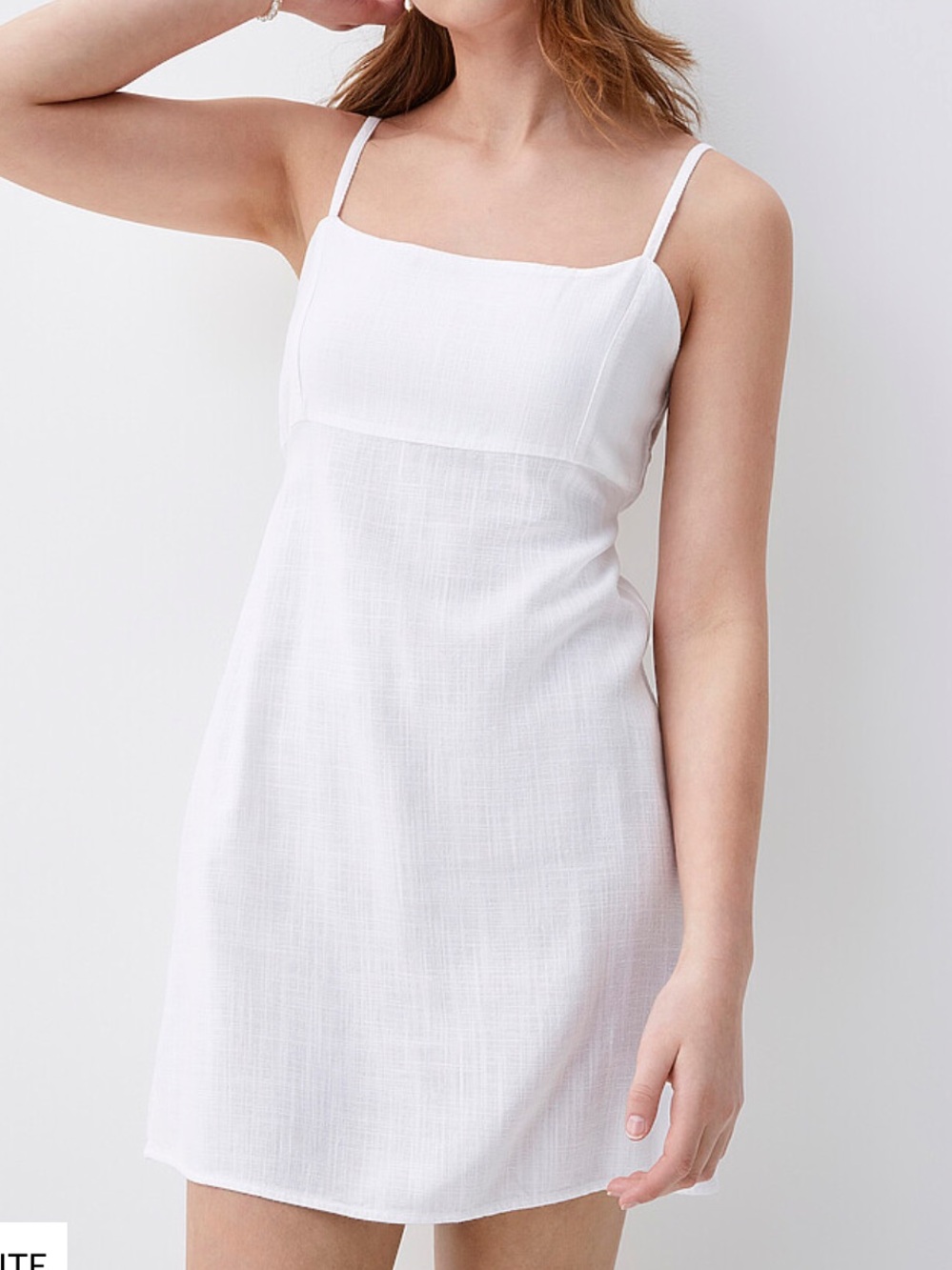 Simons White Ribbed Spaghetti-Strap Mini Dress - Picture 2 of 3